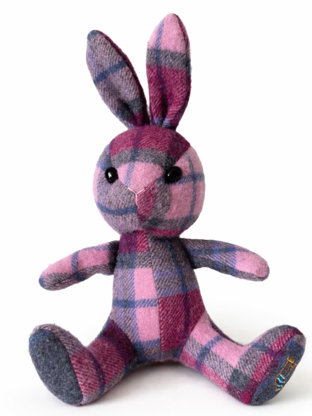 Wee Islander Lambswool Scottish Tartan Heirloom Bunny Pink & Blue Handmade Plush